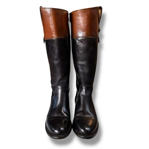 Frye Jayden Boots Womens Black Brown Leather Button StrapTall Size 6 - Picture 2 of 11